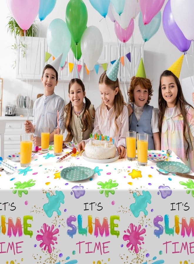 Tingjoo 3 Pack Slime Party Tablecloths It's Slime Time Art Table Covers 54 x 108 Inches Rectangle Glow Table Cloth Plastic Disposable Colorful Tablecloths for Art Birthday Party Decorations (Vibrant) - Image 4